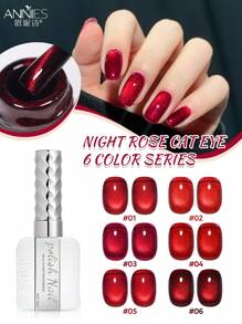 annies 16ml/1 conjunto Série Rosas da Noite 6 Cores Esmalte de Unhas Gel Efeito Gato, 2025 Vermelho Cereja Mais Novo Efeito Gato Manicure DIY Unhas - Multicolorido - Visão 3
