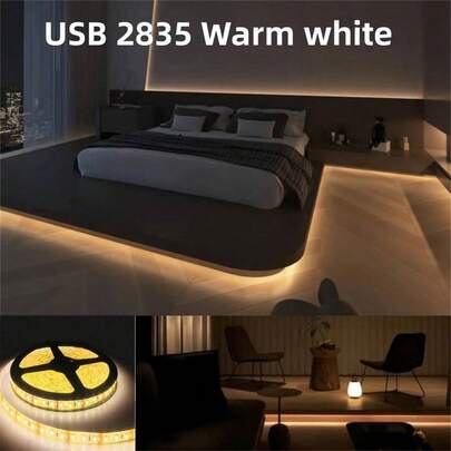 1 pieza Tira de luces LED 60LED/M 2835 SMD 5V Luces de cuerda flexibles ultra brillantes para cocina, dormitorio, debajo del gabinete, pasillos, escaleras, regalos de cumpleaños, graduación, decoraciones navideñas en el hogar, regalos navideños, decoración navideña