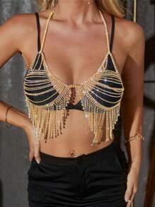 时尚夸张贝壳比基尼身体链配水钻，性感夜店派对必备 - 多色 - 查看 9