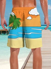 Men's 3D Summer Beach Vacation Bear Printed Beach Shorts