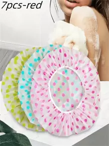 7pcs/Set Waterproof Reusable Shower Caps For Women With Elastic, Ideal For Bathing, Kitchen, Cleaning, One Size Fits All, Perfect Gift For Valentine's Day