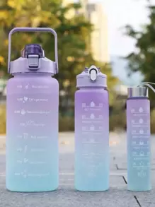 1 件 2L 或 750ml 或 300ml 大容量粉色渐变 PC 水瓶，运动健身便携式吸管杯，适合家庭和旅行户外使用 - 彩藍 - 查看 2