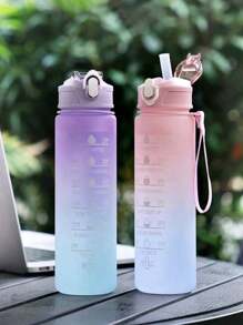1 件 2L 或 750ml 或 300ml 大容量粉色渐变 PC 水瓶，运动健身便携式吸管杯，适合家庭和旅行户外使用 - 彩藍 - 查看 3