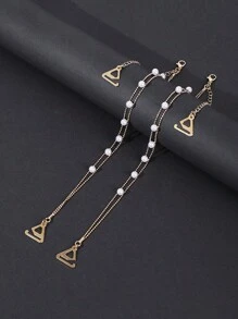 1 对优雅珍珠串珠链文胸肩带 - 彩色 - 查看 6