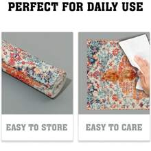 Bohemian Placemats, Southwest Orange And Blue-Green Woven Texture Len, Zmywalny Na Stół Kuchenny, Wystrój Jadalni, Nadaje Się Do Domu, Imprezy, Wnętrza