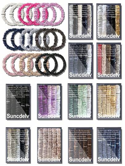 6 buc eleganți de păr din mătase pură 100% dud, elastici de păr din mătase, suporturi pentru coadă de cal, culoare uni, accesorii naturale pentru păr, bobbles