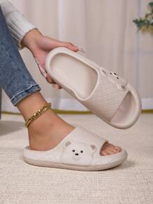 Women's Non-Slip Soft Bottom Indoor Slippers, Summer Quiet Couple Bathroom Home Use Bear Design Slides