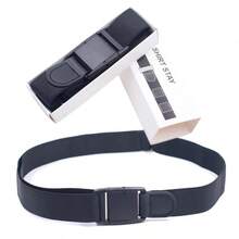 Cinturón negro para camisa para hombres y mujeres, mantiene la camisa se doblada en elástico ajustable, antideslizante, a prueba de arrugas, soporte para camisa, cinturón de bloqueo 9O2M - Estilo C de 2,5 cm - Ver 5