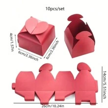 10 Peças Caixas de Presente de Doces em Formato de Coração Criativas Vermelhas/Rosas, Adequadas para Dia dos Namorados, Casamento, Lembrancinhas de Doces, Aniversário, Comemoração de Feriados, Festa - Multicolorido - Visão 11