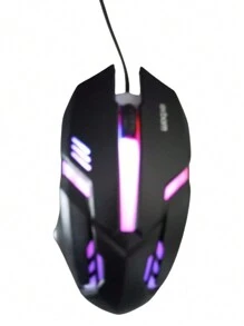 USB Wired Optical Mouse With RGB Lighting - Preto - View 3