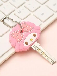 Sanrio 1PC &Friends Silicone Keychain Set - Cute , Cartoon Pattern With Protective Hat - Perfect For Bags And Keys - Ideal Gifts For Birthdays, Valentine's Day, And Christmas Car Accessories Bag Charm