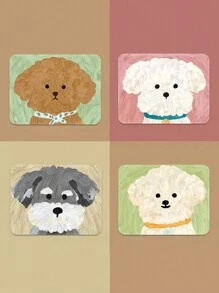 1pc Minimalist Puppy Pattern Mini Mouse Pad, Cute Cartoon Oil Painting Style, Small Size Convenient Office Mousepad For Lady