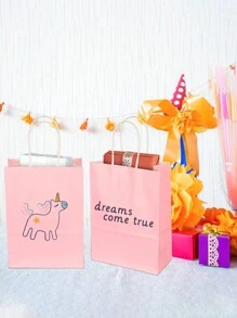 5/10个装 中号粉色/棕色牛皮纸袋，生日礼物袋，可重复使用礼品袋，派对回礼袋，婚礼礼物袋，情人节礼物袋，母亲节礼物袋，圣诞节礼物袋，新年礼物袋，斋月礼物袋 - 彩色 - 查看 6