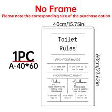 1pc Fun Toilet Sign, Bathroom Wall Decor, Bathroom Art, Bathroom Accessory, Toilet Wall Art Framed Picture, Removable,Canvas,Poster - Multicolor - View 13