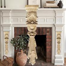 1 pieza Apliques de madera tallada sin pintar, molduras, apliques de madera tallada para ventana, cama, puerta, pared, muebles, armario, chimenea