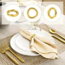 12pcs/6pcs/3pcs/2pcs Metal Napkin Rings, Simple Alloy Napkin Holder Rings For Weddings, Parties, Banquets, Buffets, Gatherings, Birthdays, Thanksgiving, Fall, Table Decor - Gold - View 6