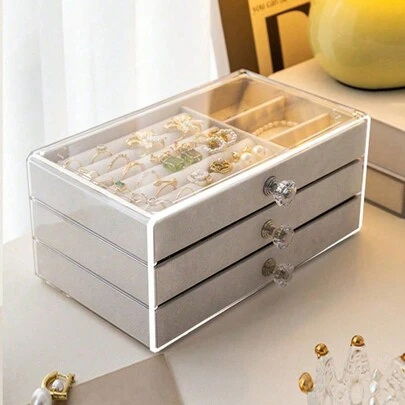1pc 3-Drawer Acrylic Jewelry Box, Jewelry Organizer For Earrings, Rings, Necklaces, Bracelets, Transparent Jewelry Display & Storage Box, Bathroom Vanity Organizer, Stackable Drawer Storage Bag,Room Decor, Bags,Makeup Bag,Vanity,Travel,Make Up Bag,Travel Essentials,Organizer,Storage,Travel Essential,Makeup Organizer,Makeup Bags,Make Up Organizer,Toiletry Bag,Desk Organiser,Cosmetic Bag,Makeup Pouch,Make Up Organize,Vanity Accessories,Make Up Pouch,Make Up Bags,Jewellery Box,Pouch,Makeup Brush Holder,Brush Holder,Perfume Organiser,Pouch Bag,Gifts For Women,Christmas Gifts,Gift Ideas For Women,Room Decor