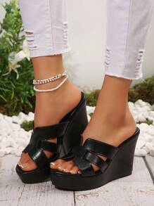 Women's Wedge Sandals, New Fashion Thick Bottom High Heel Slippers For Summer