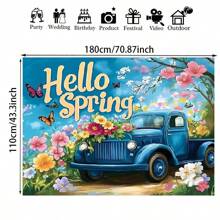 Butterfly Birthday Background, Spring Hello Easter & Spring Decoration Banner, Polyester, Suitable For Party Decor And Photography Props, Birthday Party Decoration