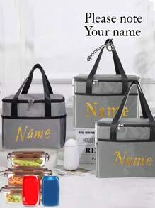 1 Túi Đựng Đồ Ăn Trưa Cách Nhiệt Tùy Chỉnh Dung Tích Lớn Tên Tùy Chỉnh Trong 4 Phông Chữ Túi Làm Mát Cho Nữ Túi Giữ Nhiệt Cho Học Sinh Đi Làm Túi Đựng Thực Phẩm Bằng Vải Túi Tote Túi Giữ Nhiệt Cho Phụ Nữ Trẻ Em Cách Nhiệt Túi Hộp Cơm Lạnh Cho Nam Túi Dã Ngoại Túi Tủ Lạnh Hộp Cơm Trưa Mát Túi Đá Túi Bảo Quản Thực Phẩm - Xám - Xem 7
