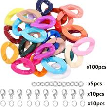 100set/25pcs 17x23/20X28mm Macaron Color Twist Chain Beads Buckle For Diy Fashion Necklace Phone Bag Chain Jewelry Making Decorative Accessories - Multicolor - View 12