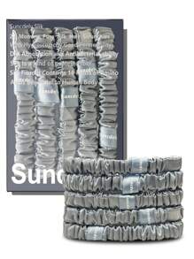 6个装 100% 纯桑蚕丝发圈，真丝发绳，马尾辫发圈，纯色天然发饰，发圈，发绳，头饰