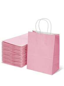 5/10个装 中号粉色/棕色牛皮纸袋，生日礼物袋，可重复使用礼品袋，派对回礼袋，婚礼礼物袋，情人节礼物袋，母亲节礼物袋，圣诞节礼物袋，新年礼物袋，斋月礼物袋 - 彩色 - 查看 2