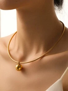 1件装不锈钢球形吊坠磁性项链，女士款，适合日常佩戴，可作为礼物。 - 項圈 - 查看 3