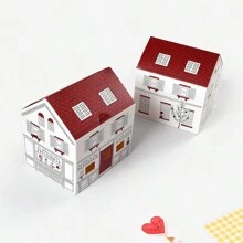2pcs Creative Red Roof House Nordic Style Colorful Gift Boxes, In Stock Baking Packaging Boxes For Toffee Gifts
