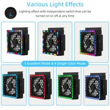 Cooling Fan For X-Box Series S Console - RGB LED Display, Low Noise, Includes 2 Extra USB Ports, 3-Level Adjustable Speed External Cooler - Black - View 5