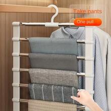1 pièce Support pliant pour pantalons économisant de l'espace - Boîte d'organisation de penderie en acier inoxydable multi-couches, convient pour les jeans, leggings et pantalons, printemps, minimaliste, hauts d'été