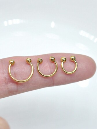 2st Nos Hoop Septum Ring Läpp Rostfritt Stål BCR Brosk Örhängen Cirkulär Tragus Fake Ear Piercing Horseshoe Body Smycken