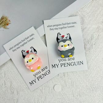 你是我的甜心企鹅口袋拥抱卡 - 带有可爱的 3D 企鹅情侣，可爱的情人节伴侣卡，独特的生日结婚周年礼物，想念你的令牌，情人节、返校节、友谊日、复活节、母亲节、父亲节的微型礼品卡，适合小企业的鼓舞人心的礼物，适合男朋友女朋友