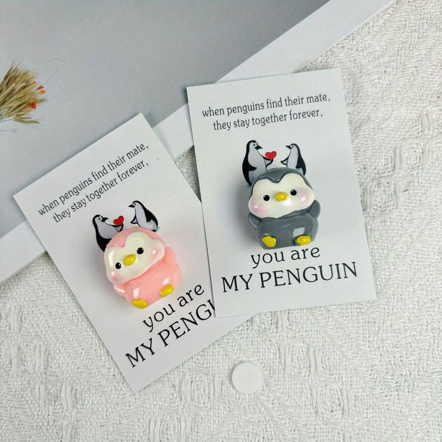 Du bist mein Schätzchen Pinguin Kuschel Karte - mit bezaubernder 3D Pinguin Paar Liebende, liebenswürdige Valentinstag Karte für den Partner, einzigartiges Geschenk für Geburtstag, Hochzeitstag, Vermissen Dich Erinnerungsstück, Mini Geschenkkarte für Valentinstag, Schulanfang, Freundschaftstag, Ostern, Muttertag, Vatertag, inspirierendes Geschenk für kleine Unternehmen, für Freund/Freundin - Pink - Übersicht 1