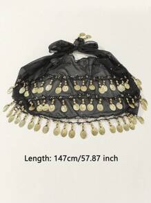 1pc Women's Sequins Fringe Dance Skirts, Belly Dance Fringe Hip Scarf Belts, Women's Glitter Sequins Tassel Skirts, Stage Performance Costume