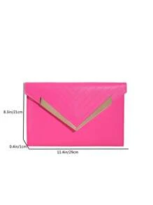 New Fashionable Niche Design Vintage Alligator Grain Envelope Handbag For Women This Year, Elegant Prom Bag - Hot Pink - View 2