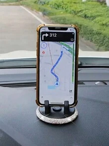 Car-Mounted Mobile Phone Holder With Diamond Setting, Cute Female, Horizontal And Vertical Screen, Center Console, Car Navigation Support
