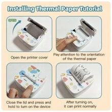 LAIBEAR 迷你贴纸打印机，便携式热敏口袋照片打印机，蓝牙无墨打印机，适用于DIY日记、备忘录、学习笔记、清单，返校必备