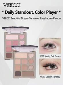 VEECCI Palet Eyeshadow Beautiful Dream Sepuluh Warna Tahan Lama, Tidak Mudah Dihapus, Berkilau Mutiara, Bab Eyeshadow Multi-Warna, Warna Bumi, Terjangkau untuk Pelajar, Ideal untuk Halloween dan Acara Malam Hari - S01 Mimpi Merah Muda Berasap - View 8