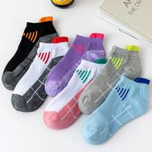 Sports Outdoor 6 Pairs Of Women's Compression Sports Socks, Low-Cut Cushioned Breathable Ankle Socks, Thick Sports Socks, Anti-Friction Towel Bottom Socks, Color Matching Mesh Breathable Running Socks, Outdoor Socks, Suitable For Running, Cycling, Hiking