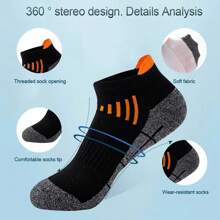 Sports Outdoor 6 Pairs Of Women's Compression Sports Socks, Low-Cut Cushioned Breathable Ankle Socks, Thick Sports Socks, Anti-Friction Towel Bottom Socks, Color Matching Mesh Breathable Running Socks, Outdoor Socks, Suitable For Running, Cycling, Hiking