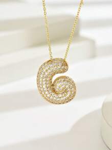 1 件奢华流行款 Hailey Style A-Z 全锆石铜合金吊坠项链，时尚 14k 镀金链，珠宝礼物 - 項鍊 - 查看 28