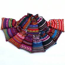 5pcs Linen Drawstring Bags, Bohemian Jewelry Cosmetic Gift Storage Pouches