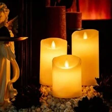3pcs, LED Flashing Rocking Head Candle Light, LED Simulated Flameless Candle Light, Suitable For Birthday Wedding Party, Outdoor, Home Decoration