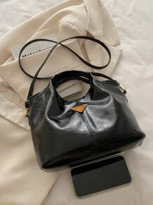 Túi xách Nanfeng Chio 2nd Seine Shiny Tote, Túi xách nữ mới 2024, Túi đeo chéo vai đi làm - màu đen - Xem 6