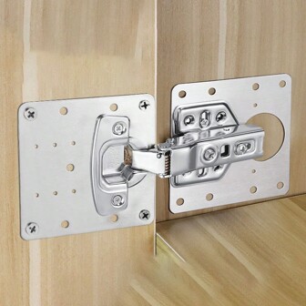 1pc Reinforcement Hinge Fixing Plate, Stainless Steel Hinge Installation Plate For Cabinet Door Hinges Repair