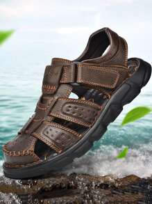 Men's Hollow Out Design Casual Comfortable Outdoor Sandals - Brown - View 7