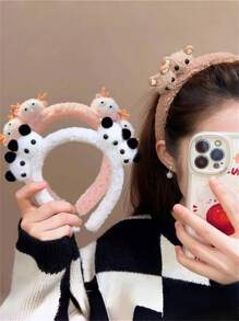 1 件秋冬卡通动物头带，时尚高顶头箍，适合女士，可爱白熊猫，粉色鹿角，棕色仓鼠发带发夹发夹发饰，适合节日派对装，节日装饰头带，日常佩戴 - 彩色 - 查看 2