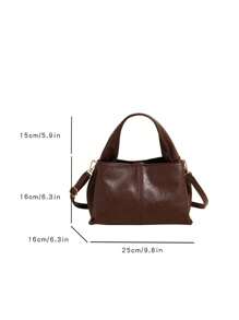 1 Bolso de hombro de color café con textura de PU , cierre magnético, nueva colección 2025, bolso bandolera a juego