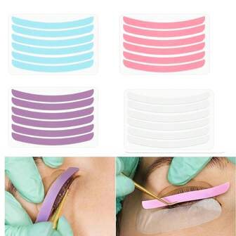 6pcs Lash Lift Ribbon Kit Silicone Lash Lift Shields Soft Eyelash Perm Lash Lift Rods Ribbed For Permanent Eye Lashes Perming (Bend 6 Colors)